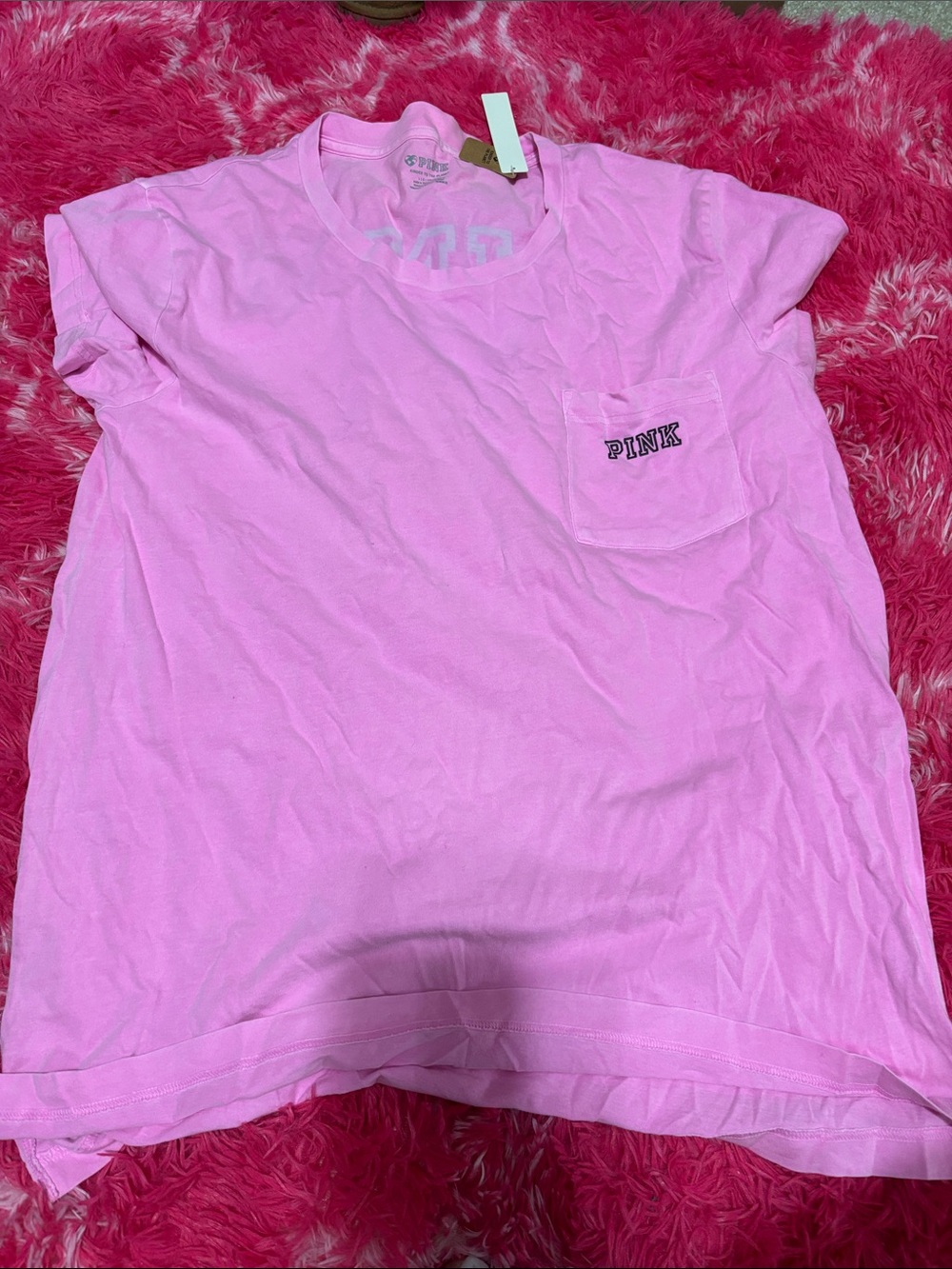 PINK Victoria's Secret Light Pink Short Sleeve Pocket Tee